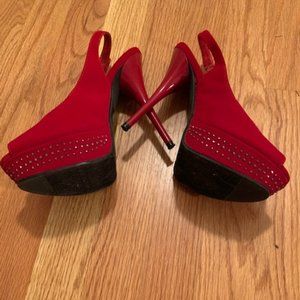 Red Velvet High Heels NWOT